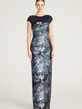 Theia Delana Column Mikado Gown Alfresco Floral Size 4 NWOT